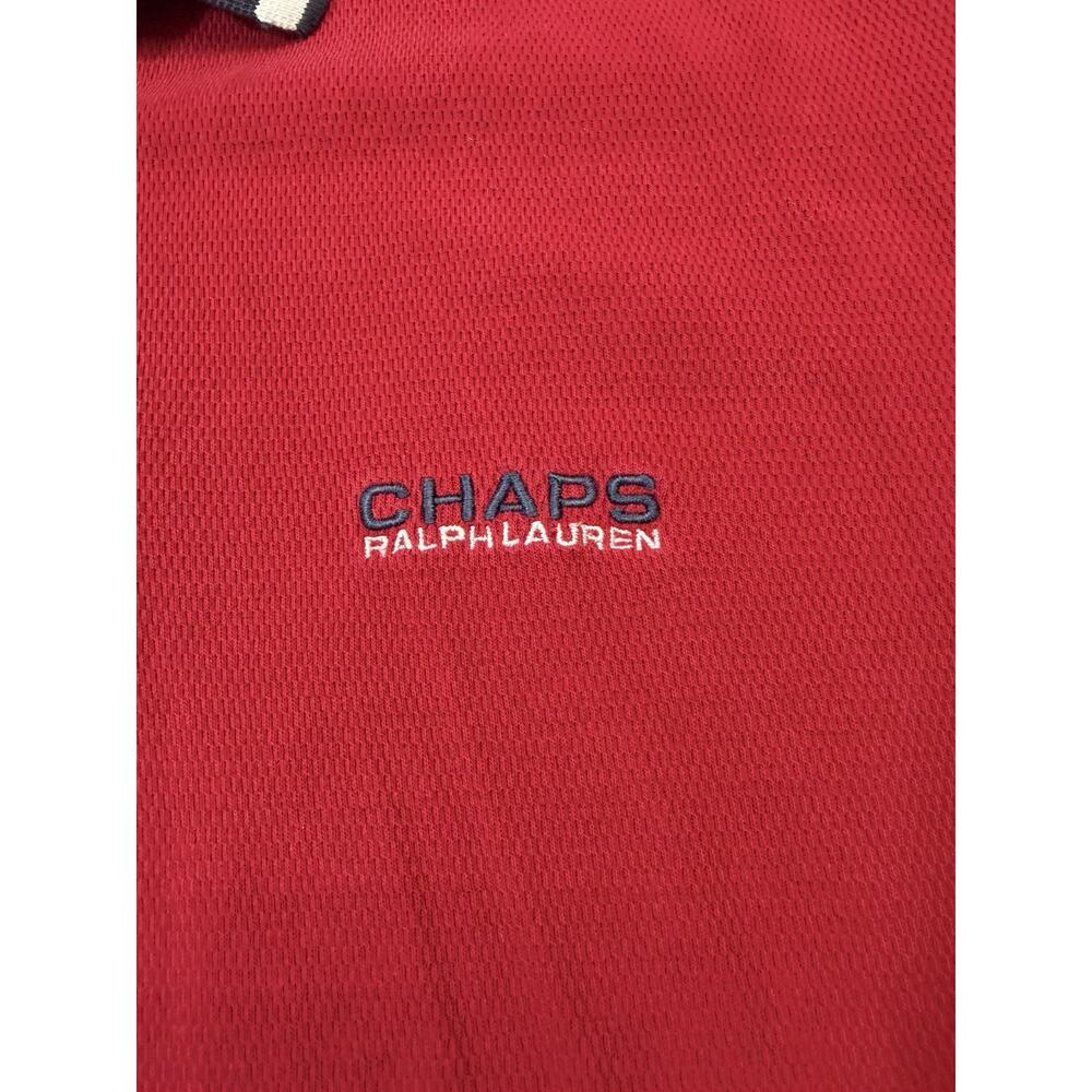 Vintage Chaps Ralph Lauren Men’s Polo Red W/blue Collar 100% Cotton Size L - Picture 2 of 4